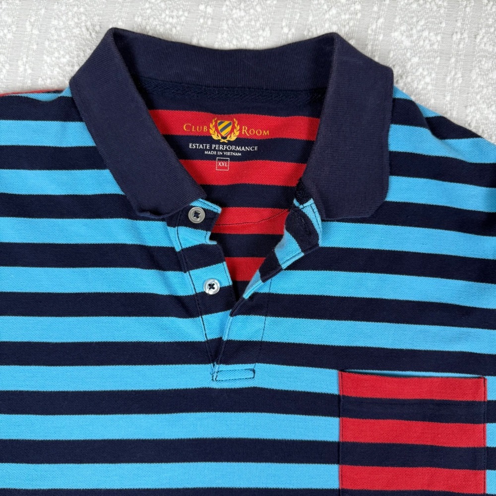 90s Club Room Mens Striped Rugby Polo Shirt Size XXL Knit Dopamine Retro Pocket - Picture 4 of 15
